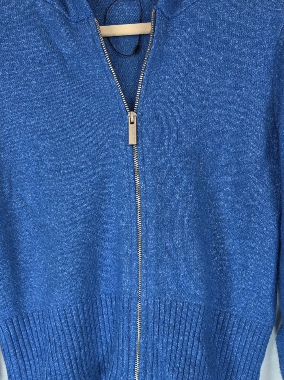 Calvin Klein Jeans Juniors M Knit Zip Up Hoodie Sweater Heather Blue Cropped Y2K - Picture 3 of 6